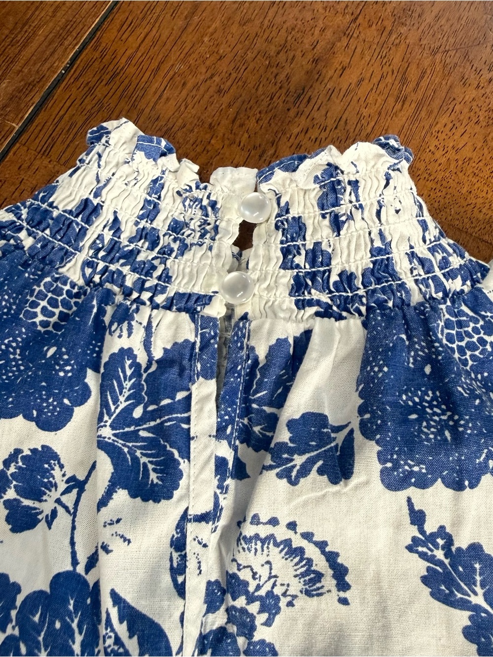 THML White Blouse with Blue Floral Print - Picture 7 of 7